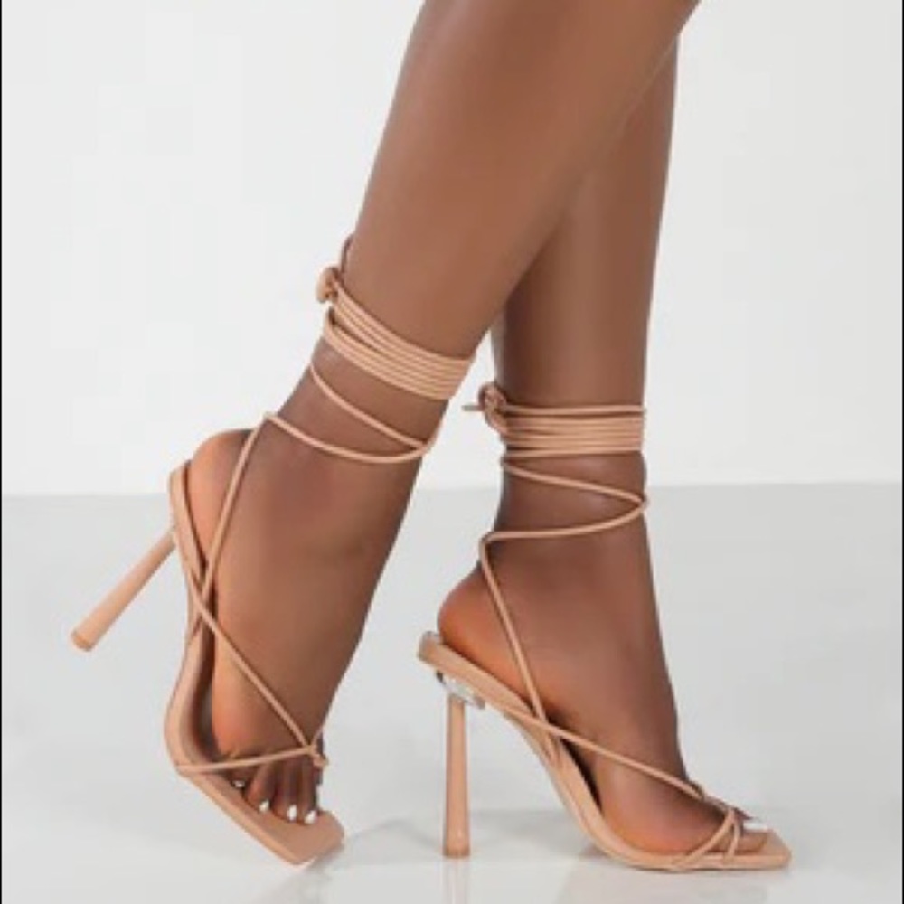 Public Desire “Lacey” Nude  Lace Up Sandal US 9 | UK 7